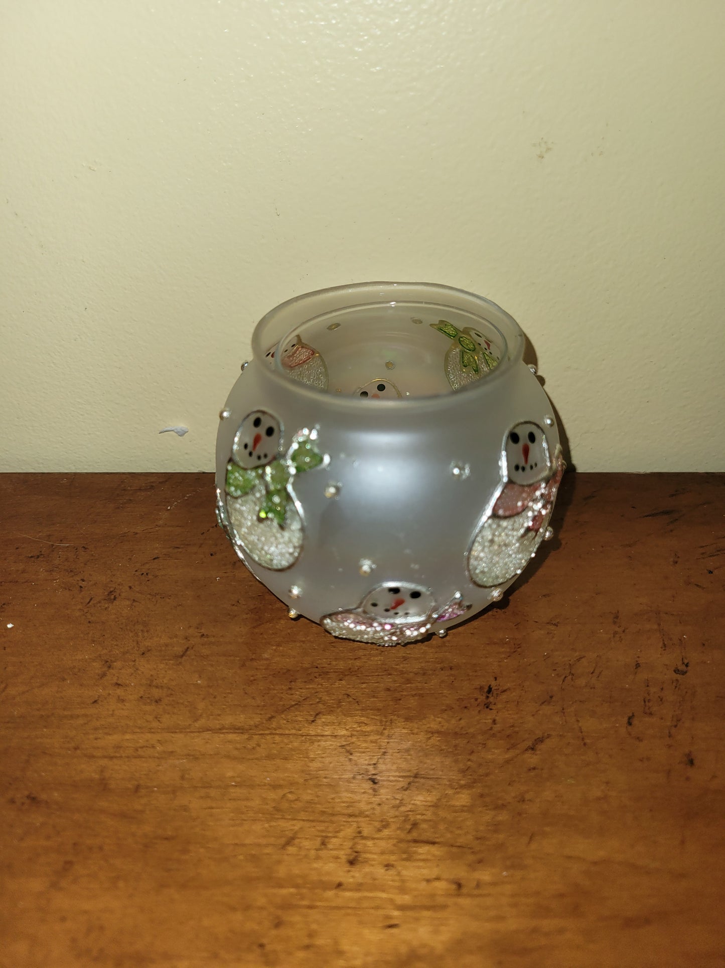 Frosted Smowman Ornament Container