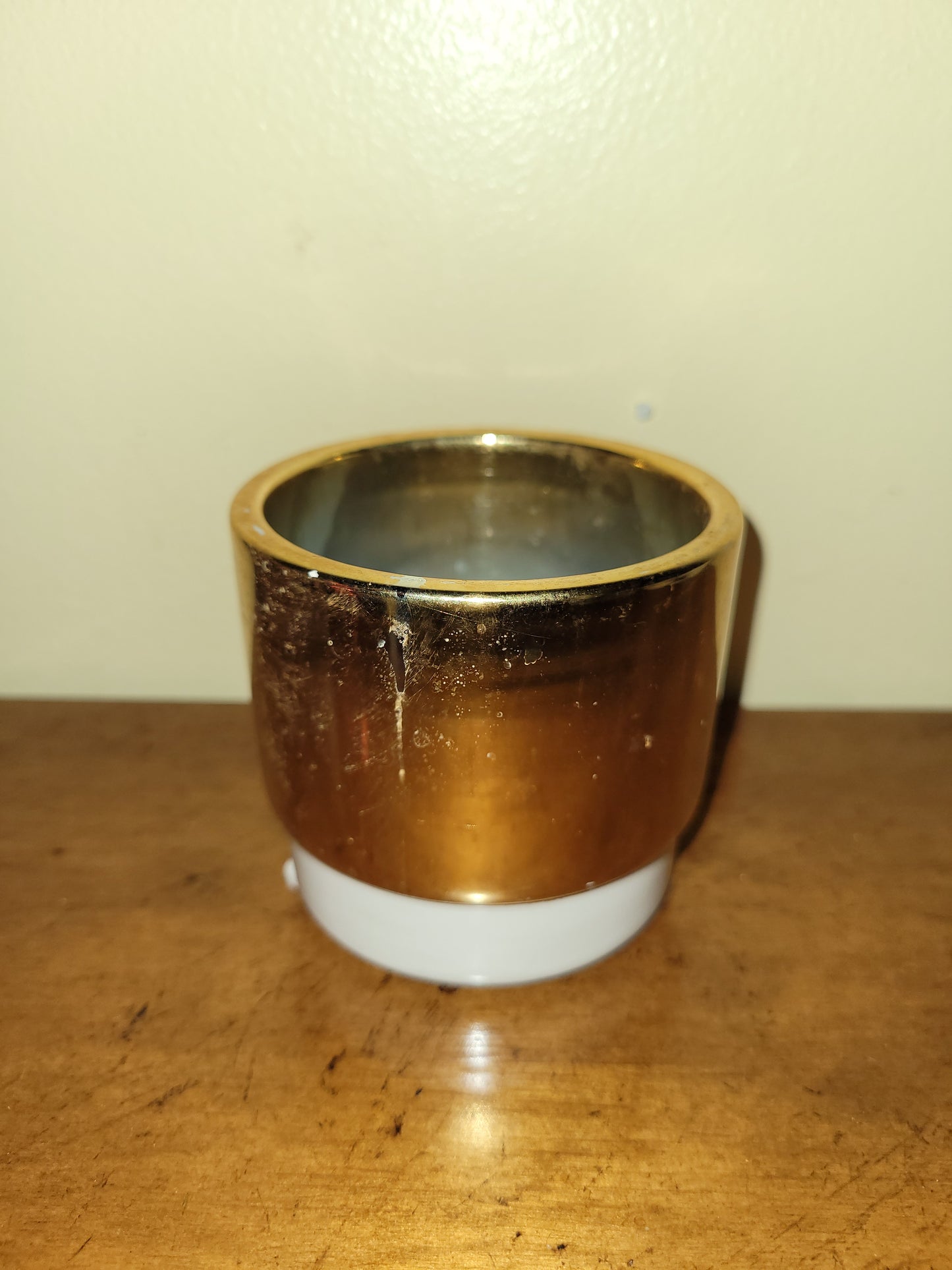 Upcycled Gold and White Container