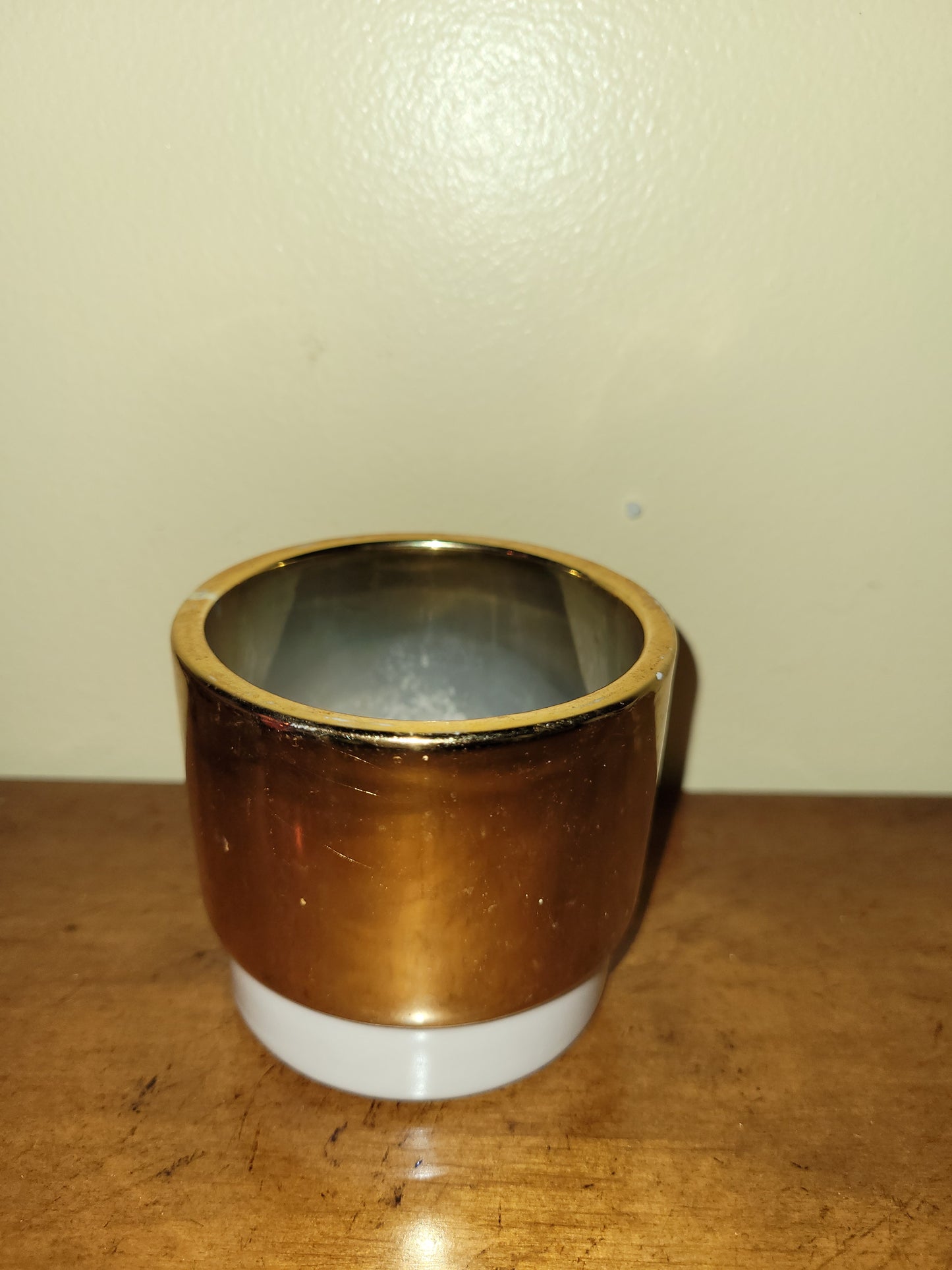 Upcycled Gold and White Container