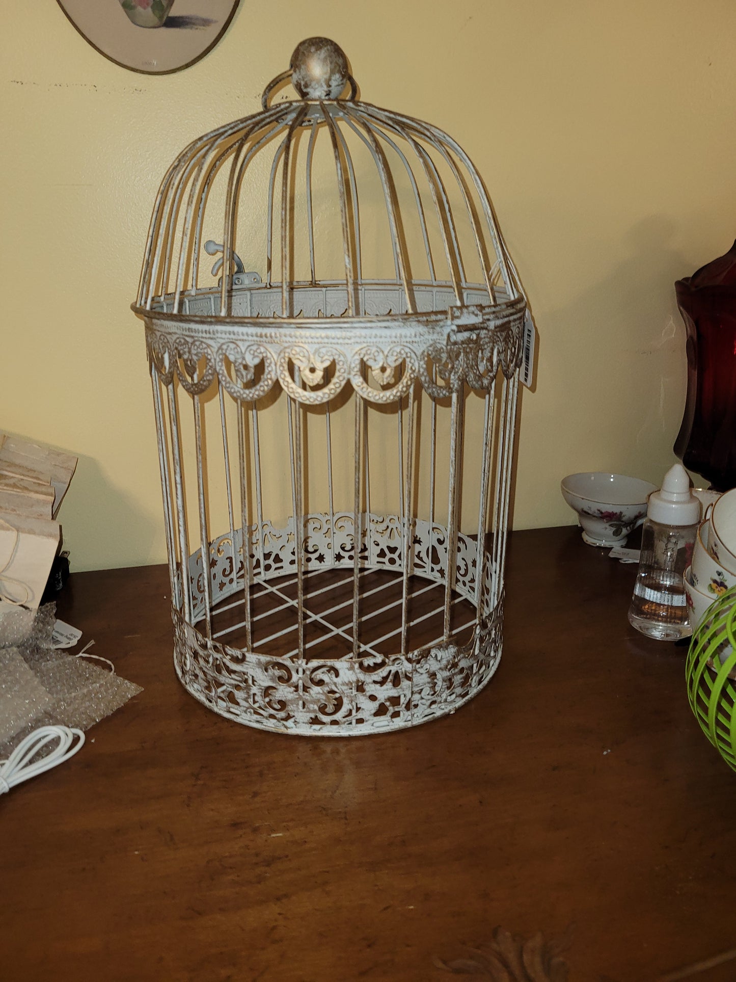 Large Vintage Bird Cage Container