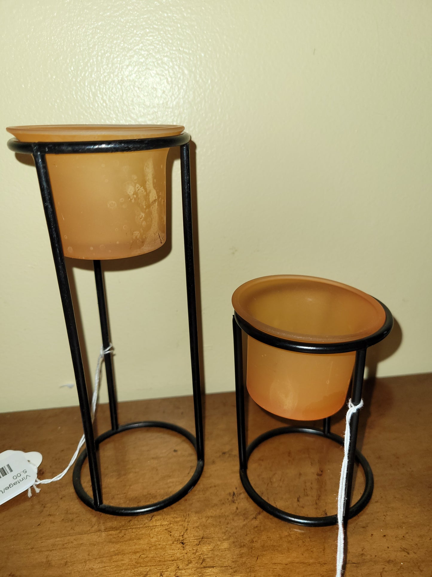 Metal Stand with Orange Glass Container