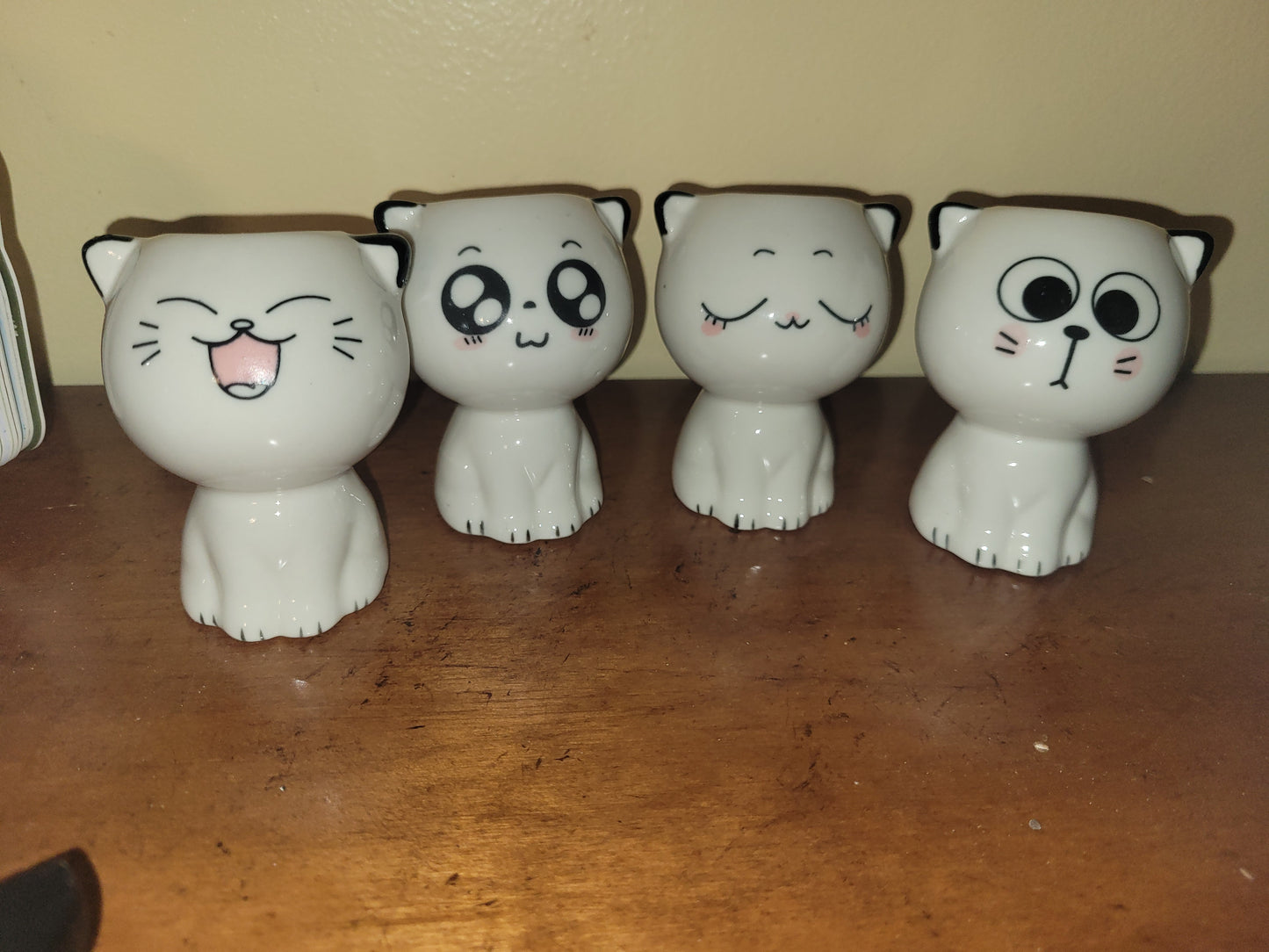 Tall Ceramic Cartoon Cat Container