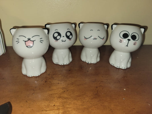Tall Ceramic Cartoon Cat Container