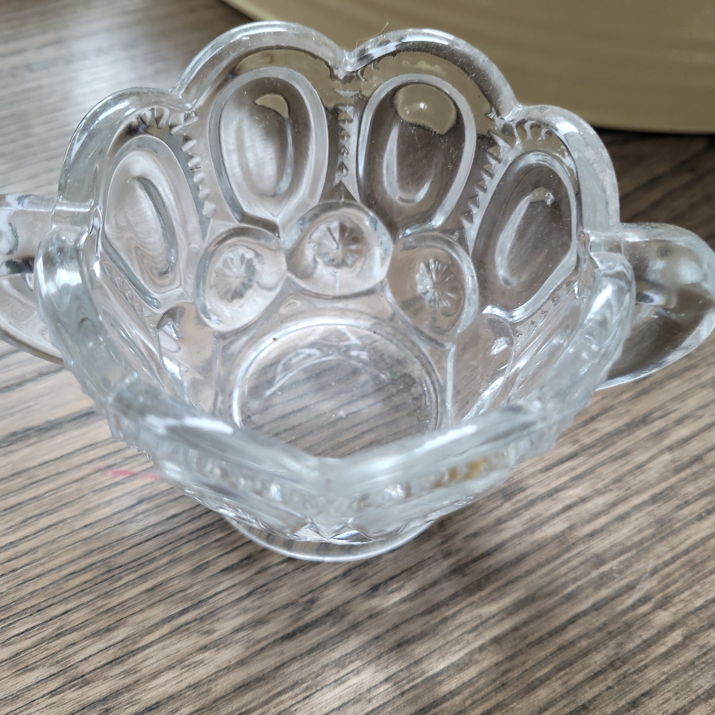 Cut Molded Glass Sugar Container