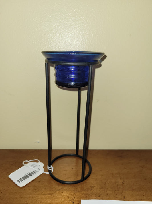 Metal Stand with Blue Glass Container