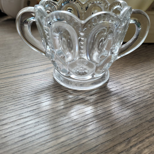 Cut Molded Glass Sugar Container