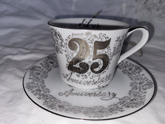 Silver Anniversary Tea Cup Saucer Container 05