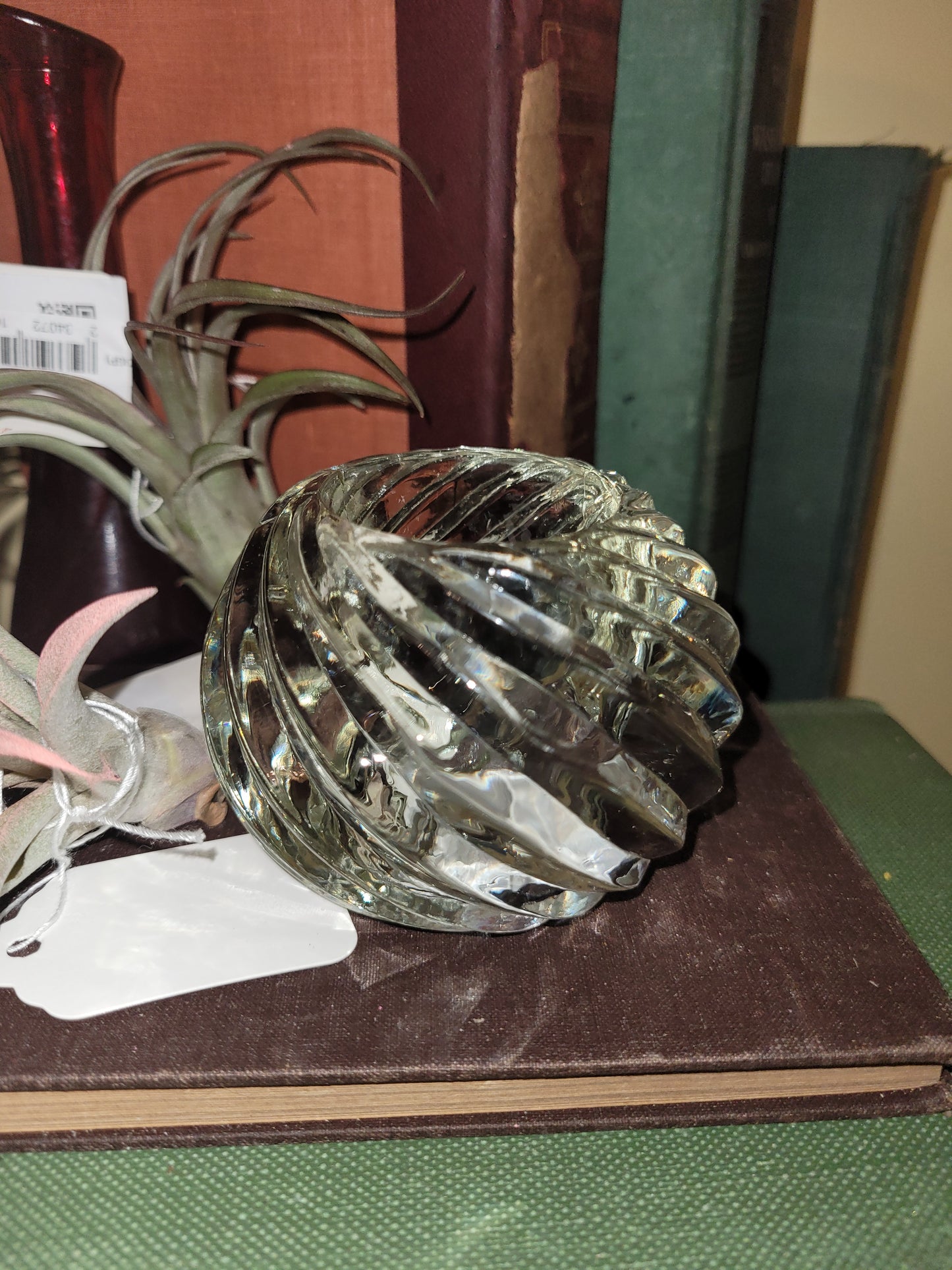 Swirl Round Cut Glass Container