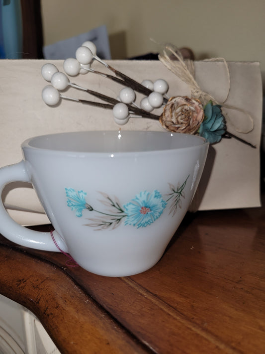 Vintage White and Blue Flower Coffee Cup