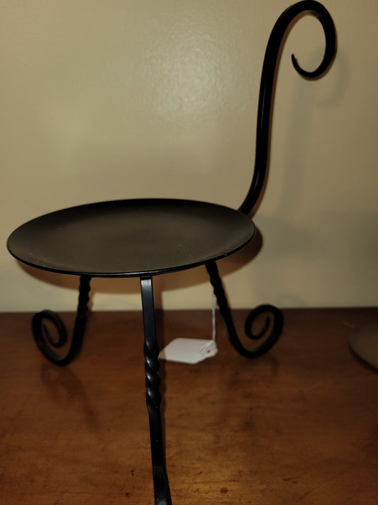 Large Black Metal Pedestal with Handle