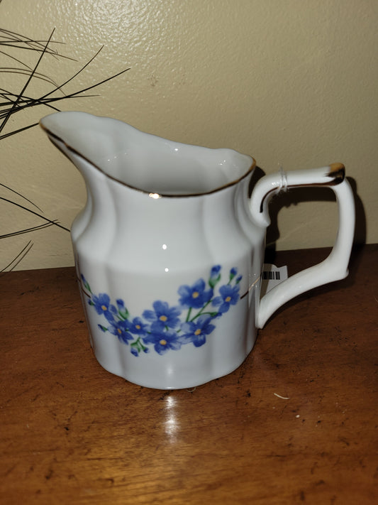 White with Blue Flowers Pitcher